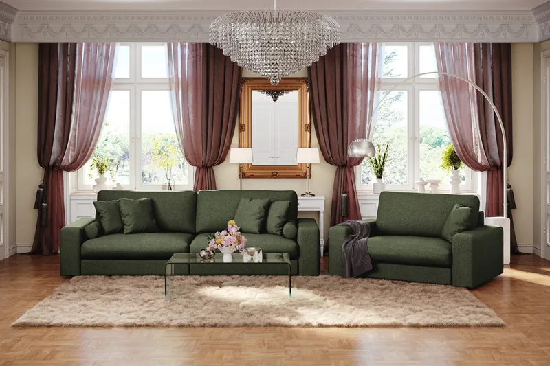 Arken Lyx 4-sits Djup Soffa i Tyg - Grön - Products - Möbler - Soffa - 4 sits soffa