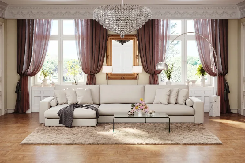 Arken Lyx 6-sits Vändbar L-formad Djup Divansoffa i Tyg - Ljusbeige - Products - Möbler - Soffa - Divansoffa & schäslongsoffa