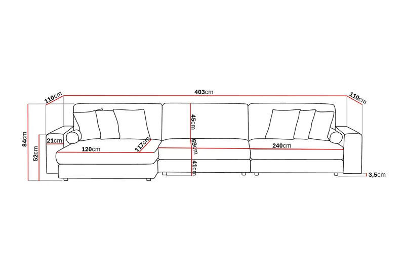 Arken Lyx 6-sits Vändbar L-formad Djup Divansoffa i Tyg - Ljusgrå - Products - Möbler - Soffa - Divansoffa & schäslongsoffa