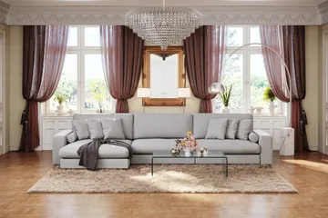 Arken Lyx 6-sits Vändbar L-formad Djup Divansoffa i Tyg - Ljusgrå - Products - Möbler - Soffa - Divansoffa & schäslongsoffa