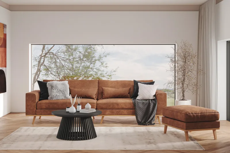 Copenhagen 4-sits Soffa i Konstläder - Brun - Products - Möbler - Soffa - 4 sits soffa