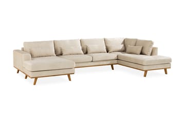 Copenhagen 5-sits Högervänd U-formad Large Soffa med Divan och Schäslong i Sammet - Beige - Products - Möbler - Soffa - Sammetssoffa