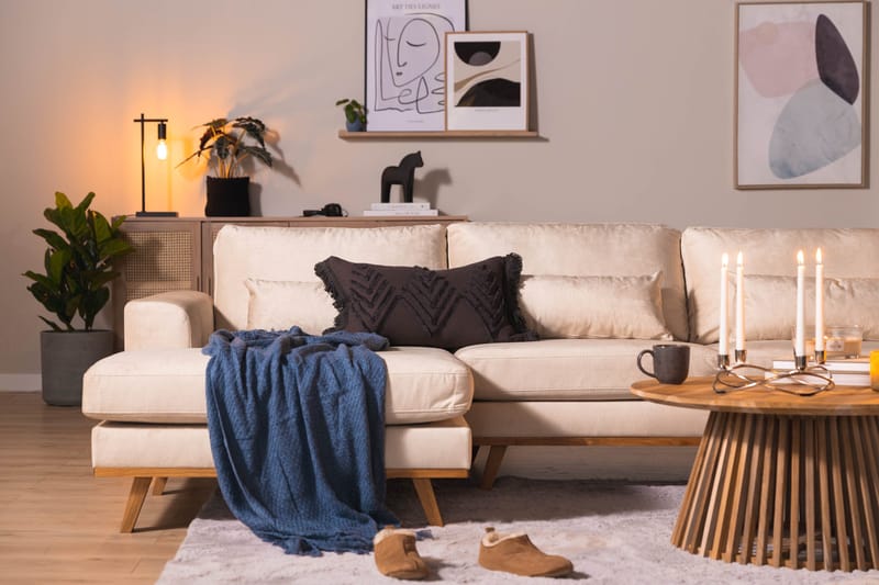 Copenhagen 5-sits Högervänd U-formad Large Soffa med Divan och Schäslong i Sammet - Beige - Products - Möbler - Soffa - Sammetssoffa