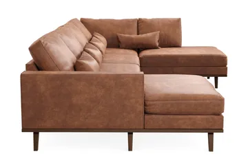 Copenhagen 5-sits Högervänd U-formad Soffa med Divan och Schäslong i Konstläder - Brun - Products - Möbler - Soffa - Skinnsoffa
