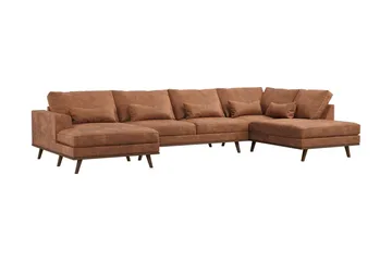 Copenhagen 5-sits Högervänd U-formad Soffa med Divan och Schäslong i Konstläder - Brun - Products - Möbler - Soffa - Skinnsoffa