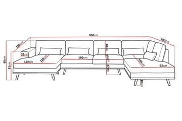 Copenhagen 5-sits Högervänd U-formad Soffa med Divan och Schäslong i Konstläder - Mörkgrå - Products - Möbler - Soffa - Skinnsoffa