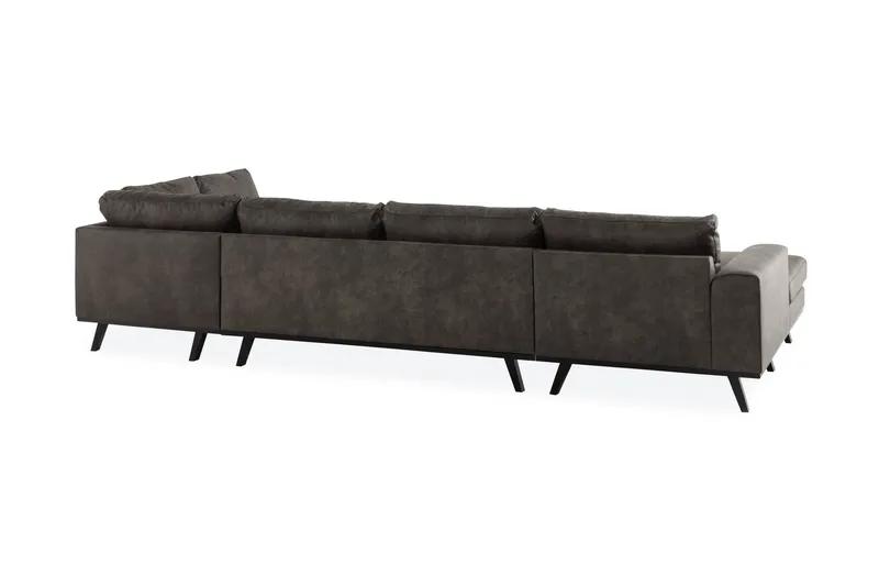 Copenhagen 5-sits Högervänd U-formad Soffa med Divan och Schäslong i Konstläder - Mörkgrå - Products - Möbler - Soffa - Skinnsoffa
