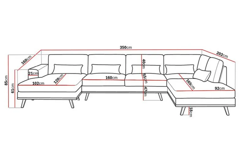 Copenhagen 5-sits Högervänd U-formad Soffa med Divan och Schäslong i Manchester - Ljusgrå - Products - Möbler - Soffa - U-soffa