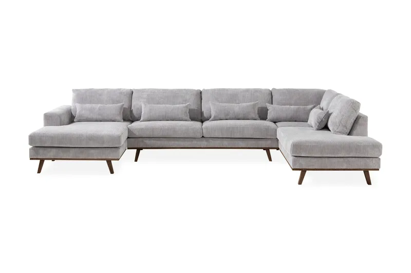 Copenhagen 5-sits Högervänd U-formad Soffa med Divan och Schäslong i Manchester - Ljusgrå - Products - Möbler - Soffa - U-soffa
