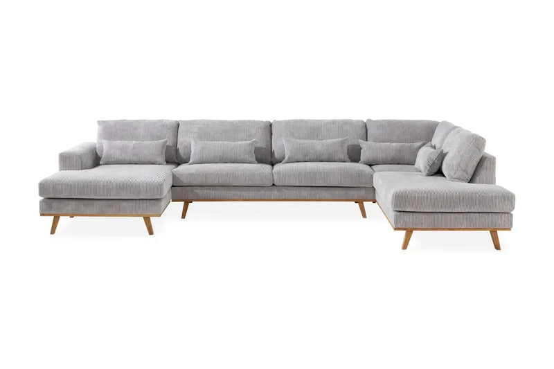 Copenhagen 5-sits Högervänd U-formad Soffa med Divan och Schäslong i Manchester - Ljusgrå - Products - Möbler - Soffa - U-soffa