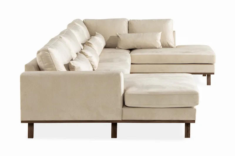 Copenhagen 5-sits Högervänd U-formad Soffa med Divan och Schäslong i Sammet - Beige - Products - Möbler - Soffa - Sammetssoffa
