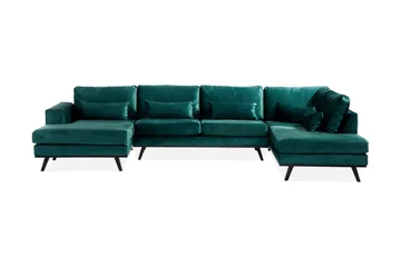 Copenhagen 5-sits Högervänd U-formad Soffa med Divan och Schäslong i Sammet - Grön - Products - Möbler - Soffa - Sammetssoffa