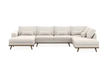 Copenhagen 5-sits Högervänd U-formad Soffa med Divan och Schäslong i Sammet - Krämvit - Products - Möbler - Soffa - Sammetssoffa