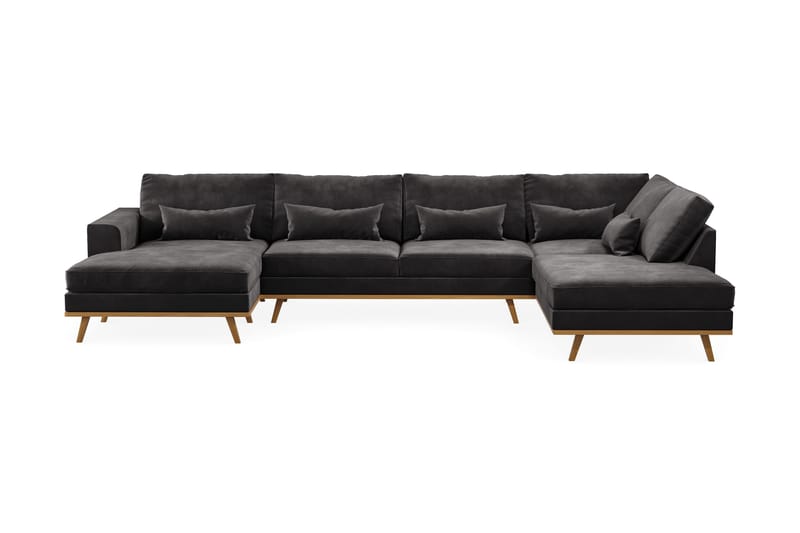 Copenhagen 5-sits Högervänd U-formad Soffa med Divan och Schäslong i Sammet - Mörkgrå - Products - Möbler - Soffa - Sammetssoffa