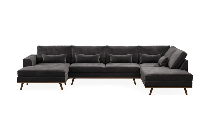 Copenhagen 5-sits Högervänd U-formad Soffa med Divan och Schäslong i Sammet - Mörkgrå - Products - Möbler - Soffa - Sammetssoffa