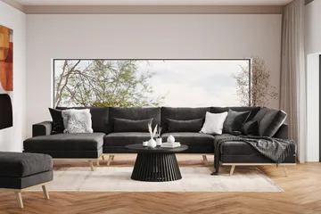 Copenhagen 5-sits Högervänd U-formad Soffa med Divan och Schäslong i Sammet - Mörkgrå - Products - Möbler - Soffa - Sammetssoffa