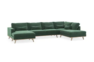 Copenhagen 5-sits Högervänd U-formad Soffa med Divan och Schäslong i Sammet - Mörkgrön - Products - Möbler - Soffa - Sammetssoffa