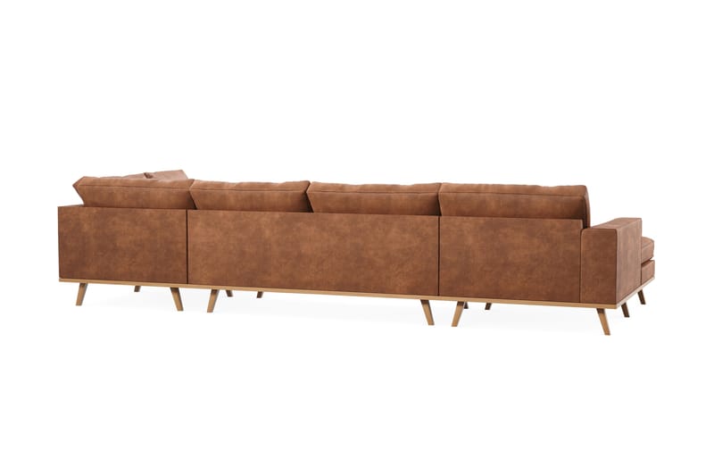 Copenhagen 5-sits Vänstervänd U-formad Large Soffa med Divan och Schäslong i Konstläder - Brun - Products - Möbler - Soffa - Skinnsoffa