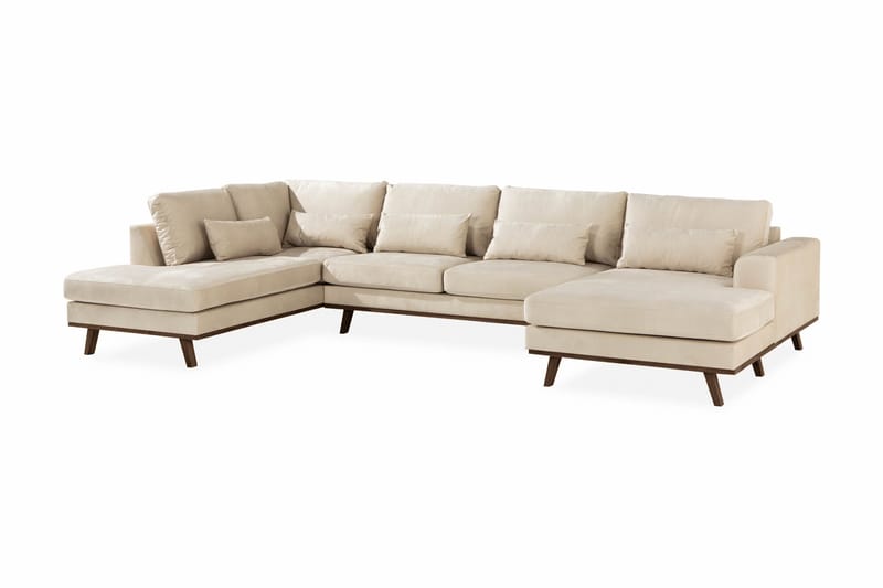 Copenhagen 5-sits Vänstervänd U-formad Large Soffa med Divan och Schäslong i Sammet - Beige - Products - Möbler - Soffa - Sammetssoffa