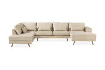 Copenhagen 5-sits Vänstervänd U-formad Soffa med Divan och Schäslong i Sammet - Beige - Products - Möbler - Soffa - Sammetssoffa
