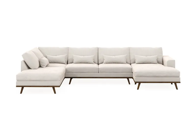 Copenhagen 5-sits Vänstervänd U-formad Soffa med Divan och Schäslong i Sammet - Krämvit - Products - Möbler - Soffa - Sammetssoffa