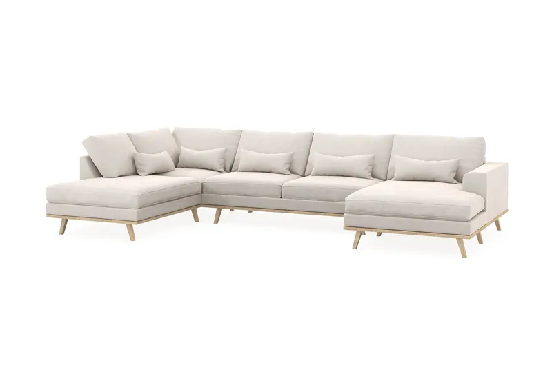 Copenhagen 5-sits Vänstervänd U-formad Soffa med Divan och Schäslong i Sammet - Krämvit - Products - Möbler - Soffa - Sammetssoffa