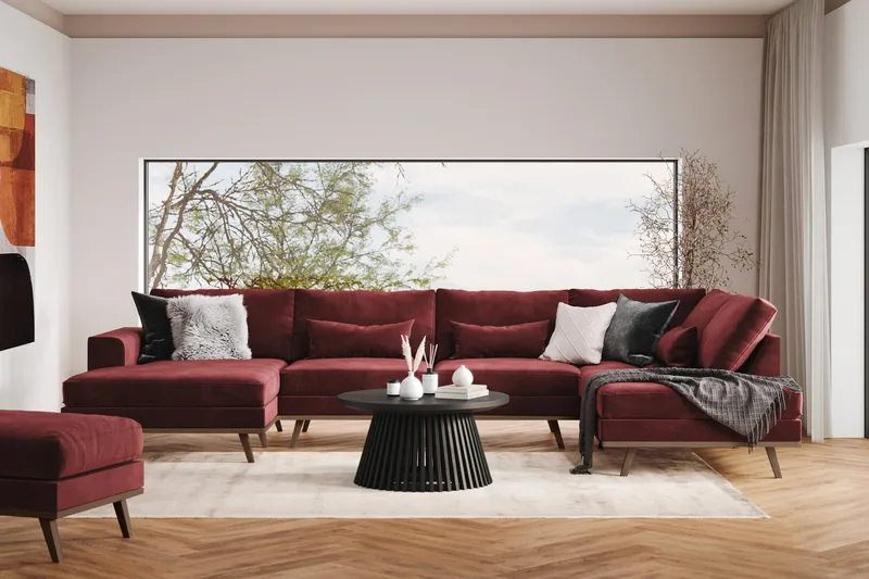 Copenhagen 5-sits Vänstervänd U-formad Soffa med Divan och Schäslong i Sammet - Lila - Products - Möbler - Soffa - Sammetssoffa