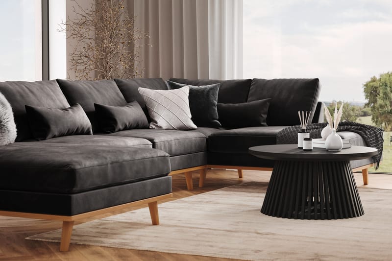 Copenhagen 5-sits Vänstervänd U-formad Soffa med Divan och Schäslong i Sammet - Mörkgrå - Products - Möbler - Soffa - Sammetssoffa