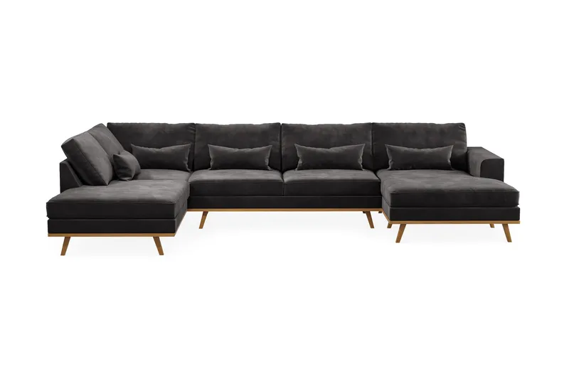 Copenhagen 5-sits Vänstervänd U-formad Soffa med Divan och Schäslong i Sammet - Mörkgrå - Products - Möbler - Soffa - Sammetssoffa