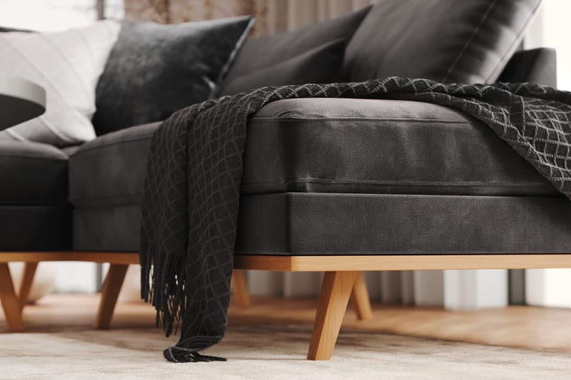 Copenhagen 5-sits Vänstervänd U-formad Soffa med Divan och Schäslong i Sammet - Mörkgrå - Products - Möbler - Soffa - Sammetssoffa