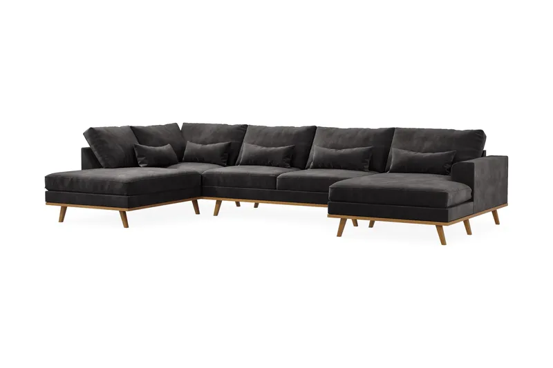 Copenhagen 5-sits Vänstervänd U-formad Soffa med Divan och Schäslong i Sammet - Mörkgrå - Products - Möbler - Soffa - Sammetssoffa