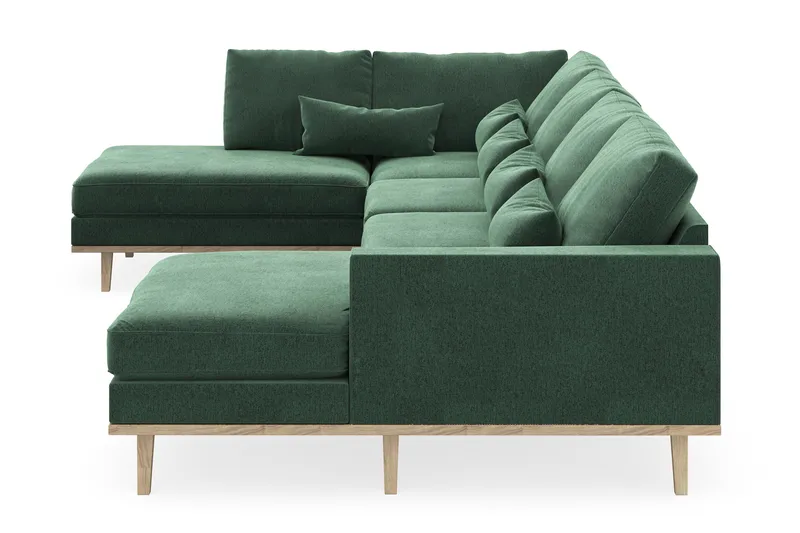 Copenhagen 5-sits Vänstervänd U-formad Soffa med Divan och Schäslong i Sammet - Mörkgrön - Products - Möbler - Soffa - Sammetssoffa