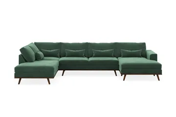 Copenhagen 5-sits Vänstervänd U-formad Soffa med Divan och Schäslong i Sammet - Mörkgrön - Products - Möbler - Soffa - Sammetssoffa