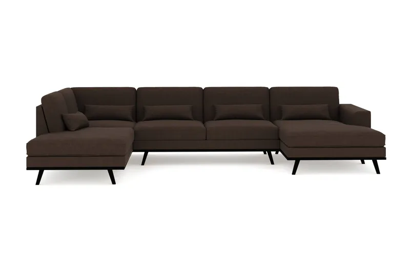 Copenhagen 5-sits Vänstervänd U-formad Soffa med Divan och Schäslong i Tyg - Brun - Products - Möbler - Soffa - U-soffa