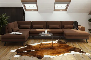 Copenhagen 5-sits Vänstervänd U-formad Soffa med Divan och Schäslong i Tyg - Brun - Products - Möbler - Soffa - U-soffa