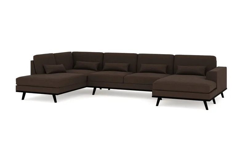 Copenhagen 5-sits Vänstervänd U-formad Soffa med Divan och Schäslong i Tyg - Brun - Products - Möbler - Soffa - U-soffa