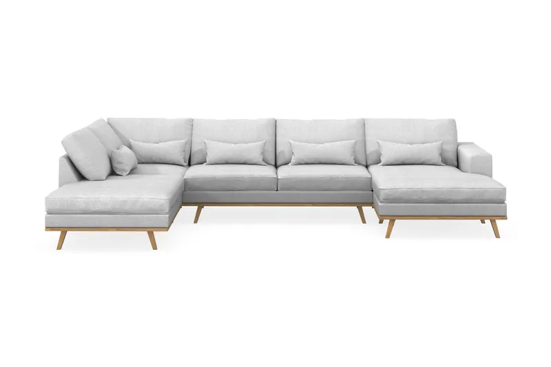Copenhagen 5-sits Vänstervänd U-formad Soffa med Divan och Schäslong i Tyg - Ljusgrå - Products - Möbler - Soffa - U-soffa