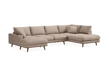 Copenhagen Premium 5-sits Högervänd U-formad Djup Soffa med Divan och Schäslong i Tyg - Ljusbrun - Products - Möbler - Soffa - U-soffa