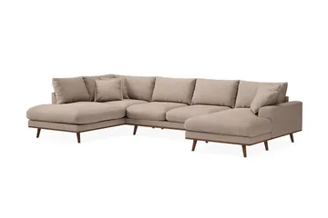 Copenhagen Premium 5-sits Vänstervänd U-formad Djup Soffa med Divan och Schäslong i Tyg - Ljusbrun - Products - Möbler - Soffa - U-soffa