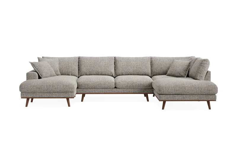 Copenhagen Premium 5-sits Högervänd U-formad Djup Soffa med Divan och Schäslong i Chenille - Grå - Products - Möbler - Soffa - U-soffa