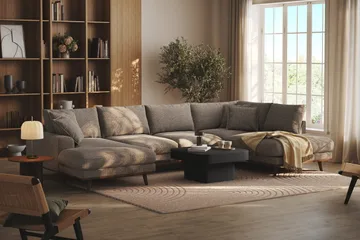 Copenhagen Premium 5-sits Högervänd U-formad Djup Soffa med Divan och Schäslong i Chenille - Brun - Products - Möbler - Soffa - U-soffa