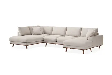 Copenhagen Premium 5-sits Vänstervänd U-formad Djup Soffa med Divan och Schäslong i Tyg - Beige - Products - Möbler - Soffa - U-soffa