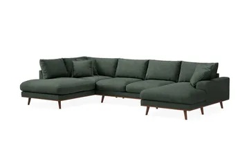 Copenhagen Premium 5-sits Vänstervänd U-formad Djup Soffa med Divan och Schäslong i Tyg - Grön - Products - Möbler - Soffa - U-soffa