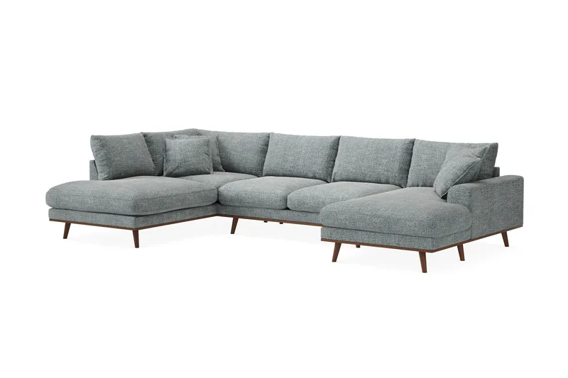 Copenhagen Premium 5-sits Vänstervänd U-formad Djup Soffa med Divan och Schäslong i Chenille - Grå/Blå - Products - Möbler - Soffa - U-soffa