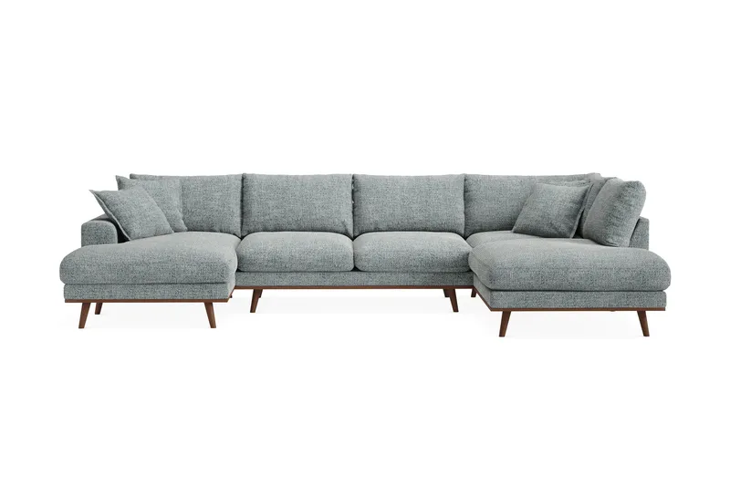 Copenhagen Premium 5-sits Högervänd U-formad Djup Soffa med Divan och Schäslong i Chenille - Grå/Blå - Products - Möbler - Soffa - U-soffa