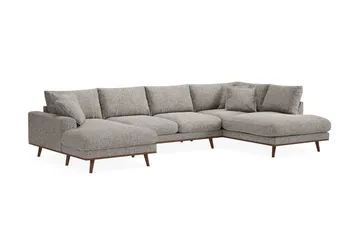 Copenhagen Premium 5-sits Högervänd U-formad Djup Soffa med Divan och Schäslong i Chenille - Grå - Products - Möbler - Soffa - U-soffa