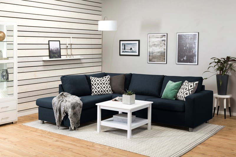 Crazy 3-sits Vänstervänd L-formad Schäslongsoffa i Tyg - Blå - Products - Möbler - Soffa - Divansoffa & schäslongsoffa