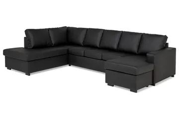 Crazy 5-sits Vänstervänd U-formad Soffa med Divan och Schäslong i Konstläder - Svart - Products - Möbler - Soffa - U-soffa