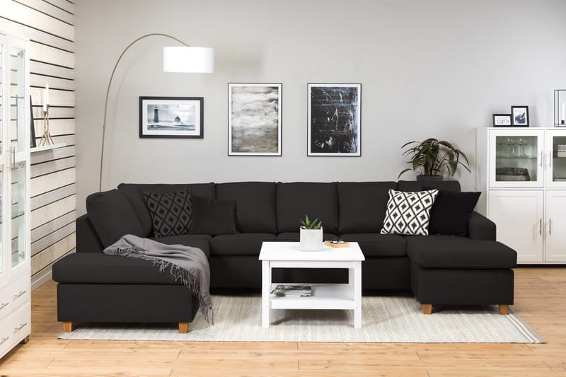 Crazy 5-sits Vänstervänd U-formad Soffa med Divan och Schäslong i Tyg - Antracit - Products - Möbler - Soffa - U-soffa