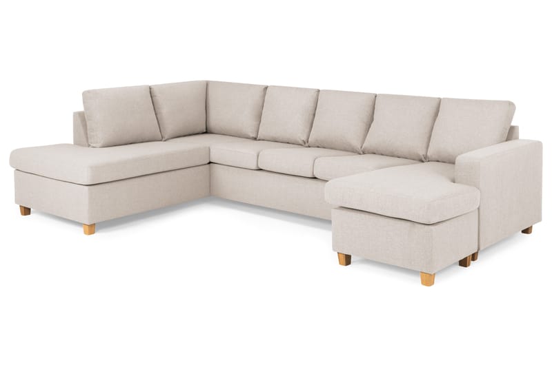Crazy 5-sits Vänstervänd U-formad Soffa med Divan och Schäslong i Tyg - Beige - Products - Möbler - Soffa - U-soffa